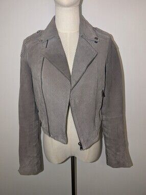 Y2K Aldo Grey Suede Moto Jacket